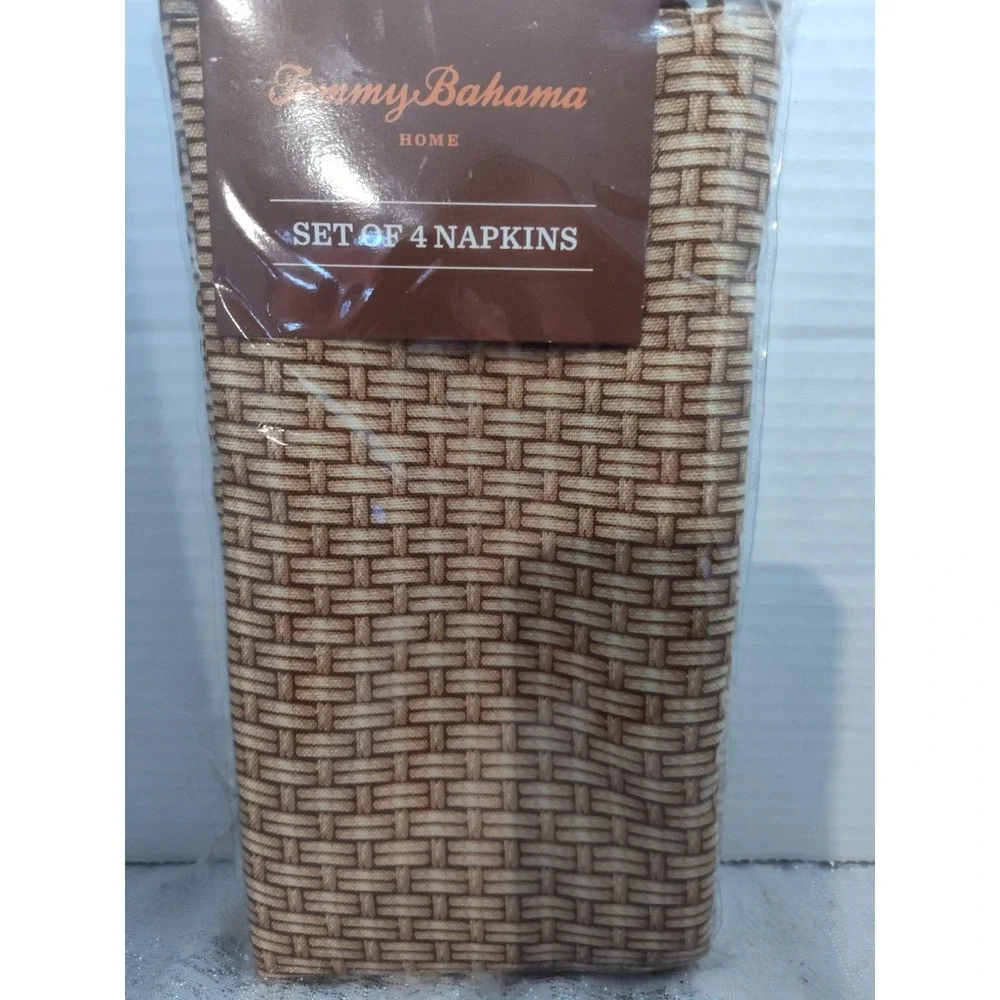Tommy Bahama Cloth Napkins Brown‎ Weave 100% Polyester Set of 4